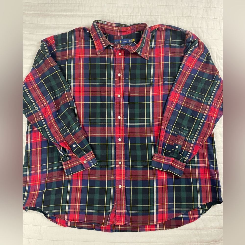 Ralph Lauren Plaid Flannel Button Down Shirt 3XB